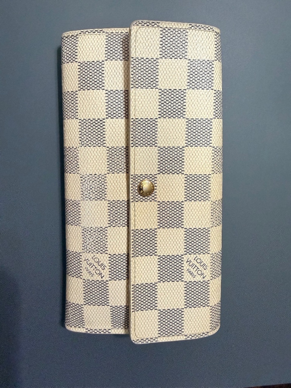 Pre-owned Louis Vuitton Damier Azur Portefeuille Sarah Long Bifold Wallet